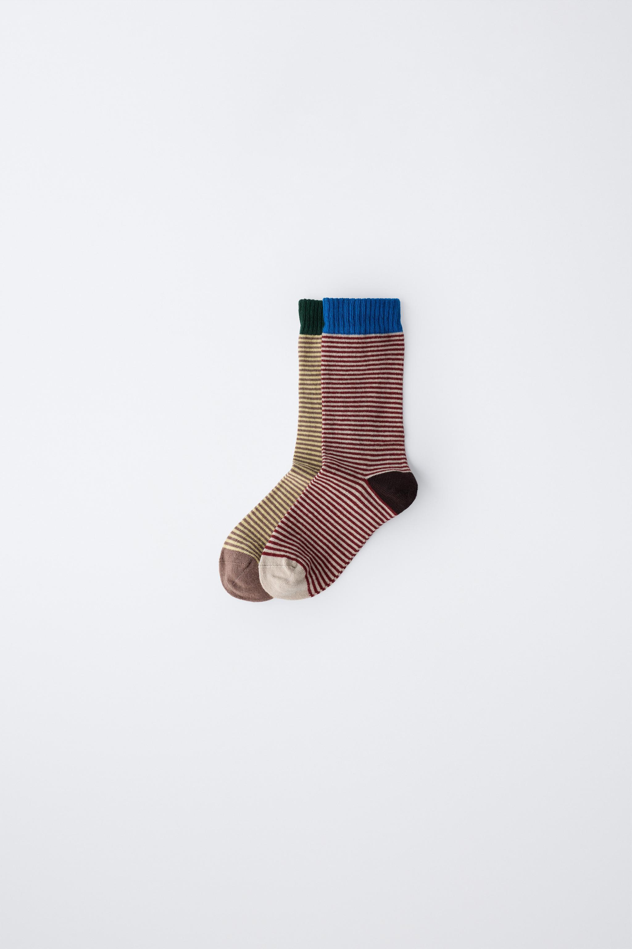 LOT DE DEUX PAIRES CHAUSSETTES À RAYURES